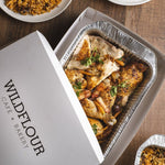 Load image into Gallery viewer, Tray of Organic Roast Chicken Served with Mashed Potatoes, Bacon Lardon, Organic Carrots, and Coq Au Vin.
