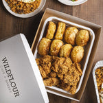 Load image into Gallery viewer, Tray of Fried Chicken and Biscuits Served with Sausage, Honey, and Gravy
